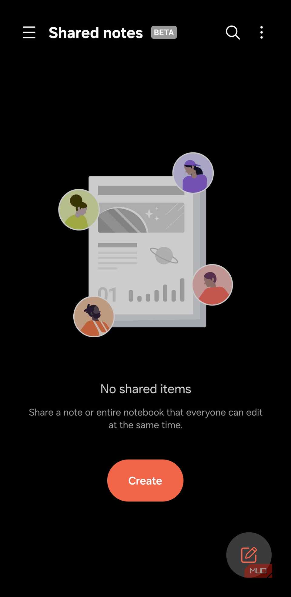 Shared notes in Samsung Notes app