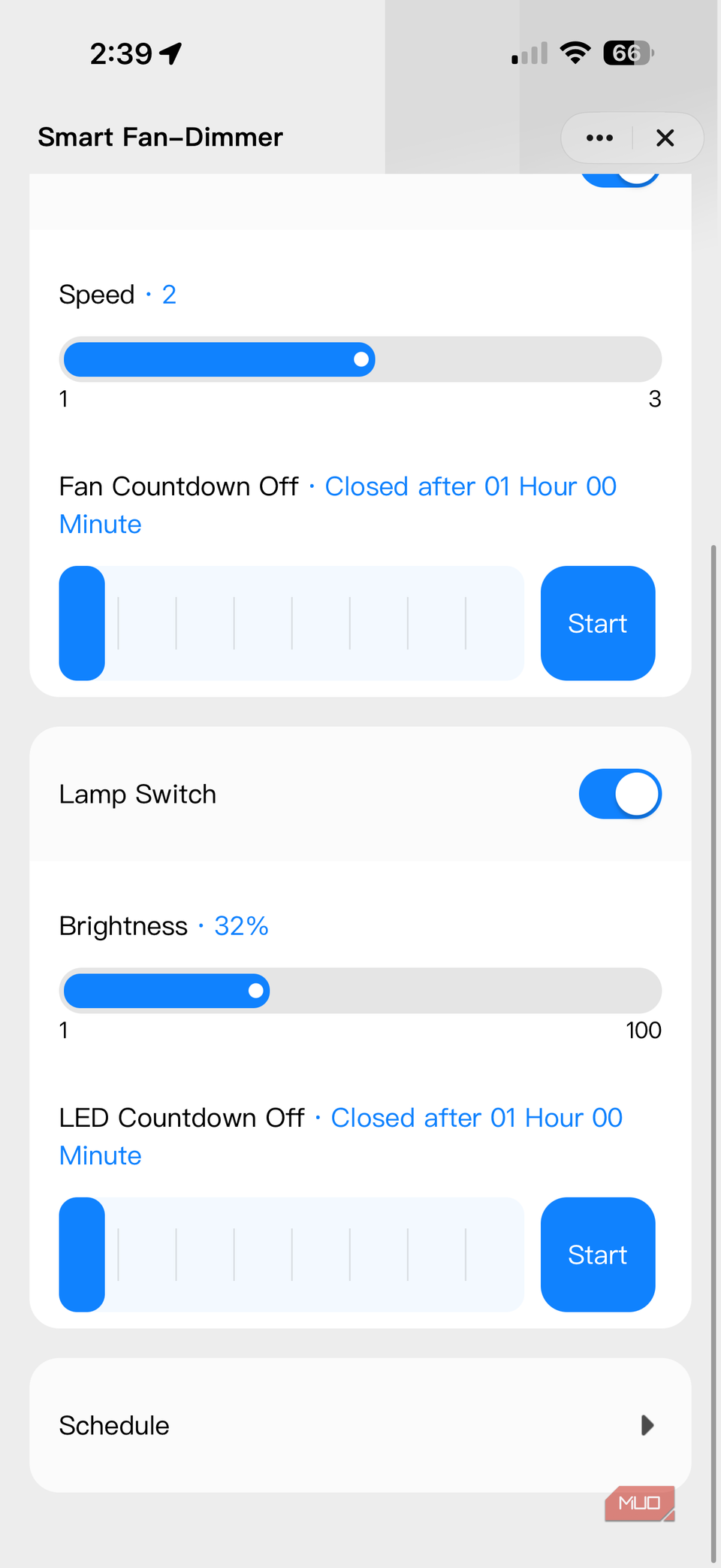 smart fan app settings main