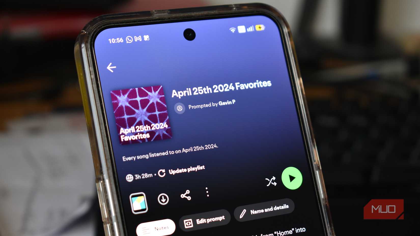 spotify prompted playlist example on smartphone.