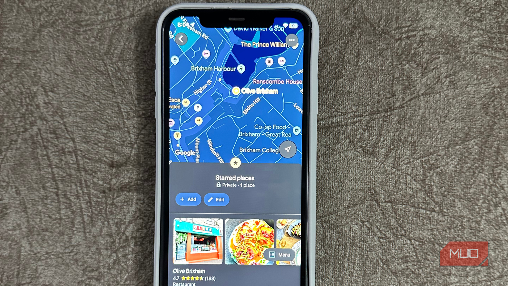 Starred locations in Google Maps