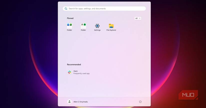 Menú de inicio después de la liberación