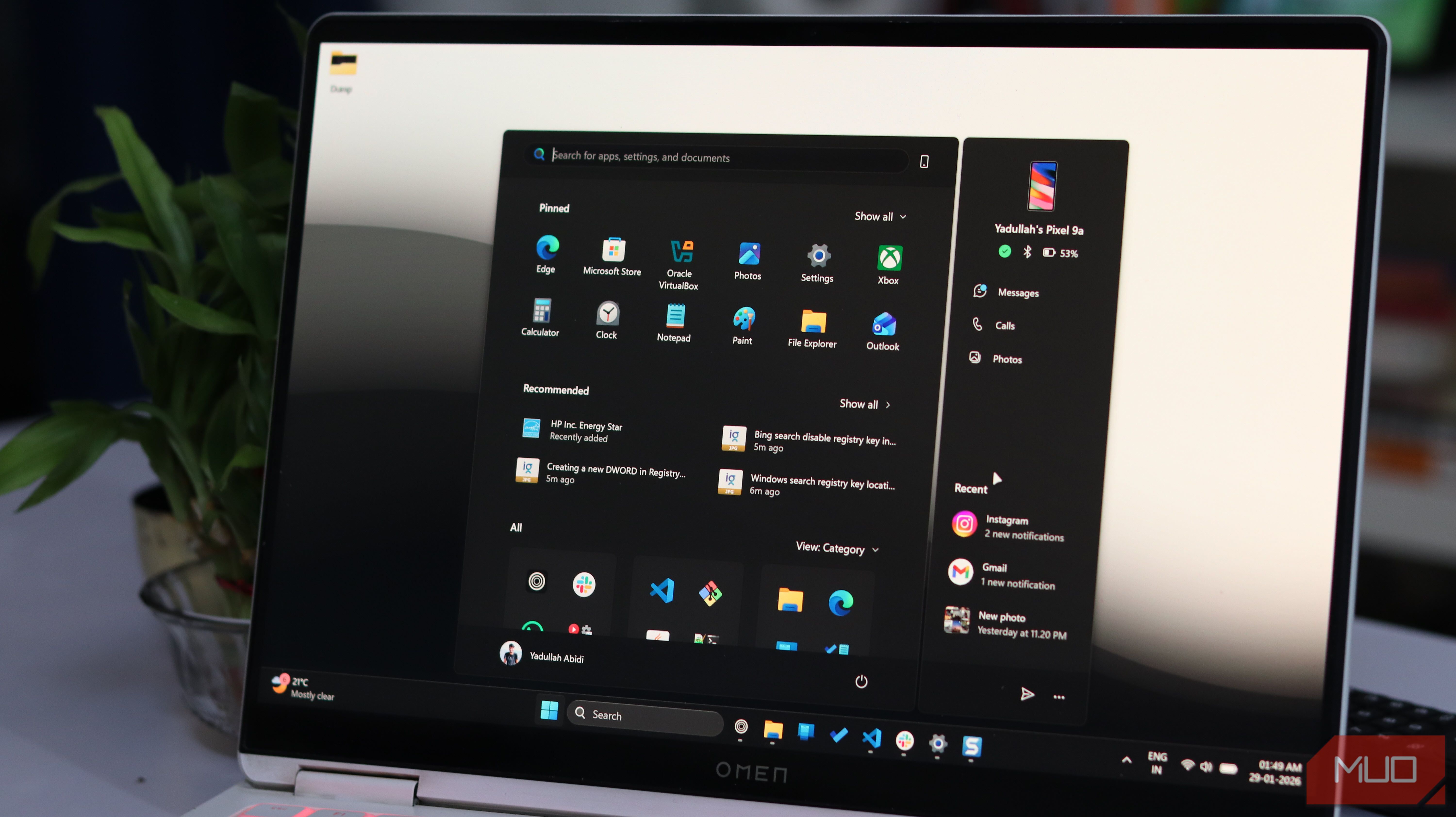 Start Menu on Windows 11.