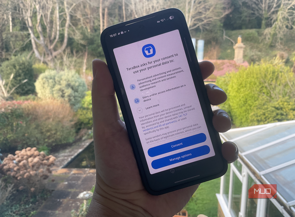 TeraBox privacy options in the app settings