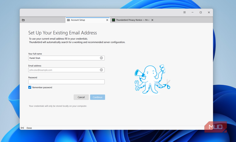 Thunderbird add account page