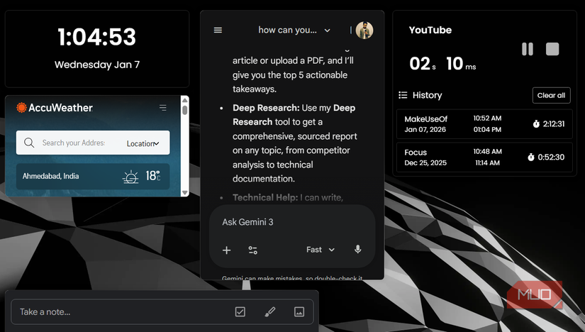 5 widgets I put on my second screen to actually stay productive