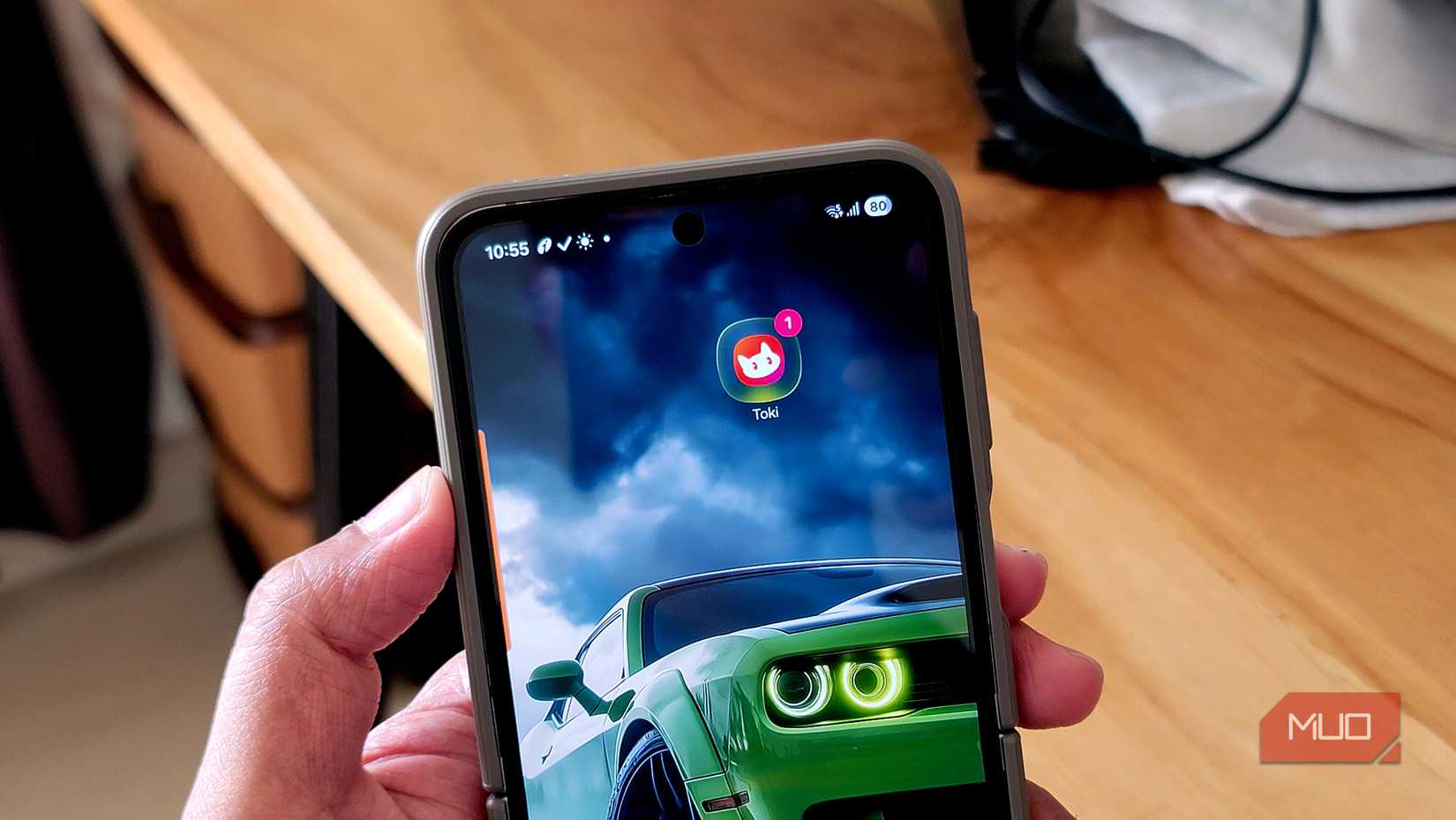 Toki app icon open on a Samsung Galaxy Z Flip 6