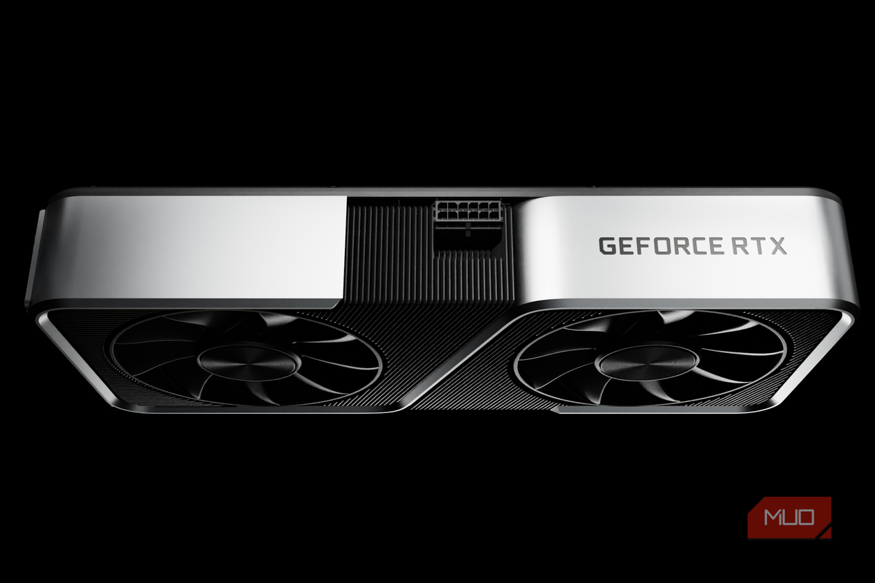 Top profile view of the NVIDIA GeForce RTX 3060 graphics card featuring its dual-fan cooling system.-2