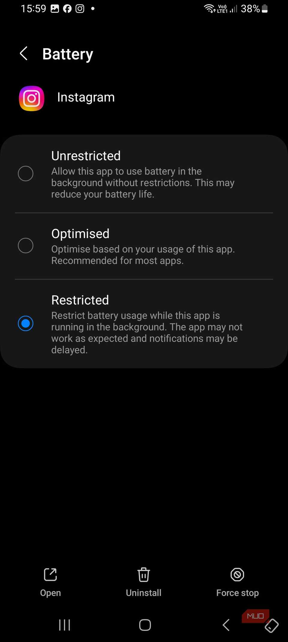 خاموش کردن فعالیت پس‌زمینه برای یک برنامه