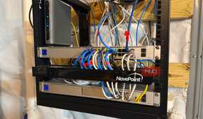 ubiquiti router and network switch on rack