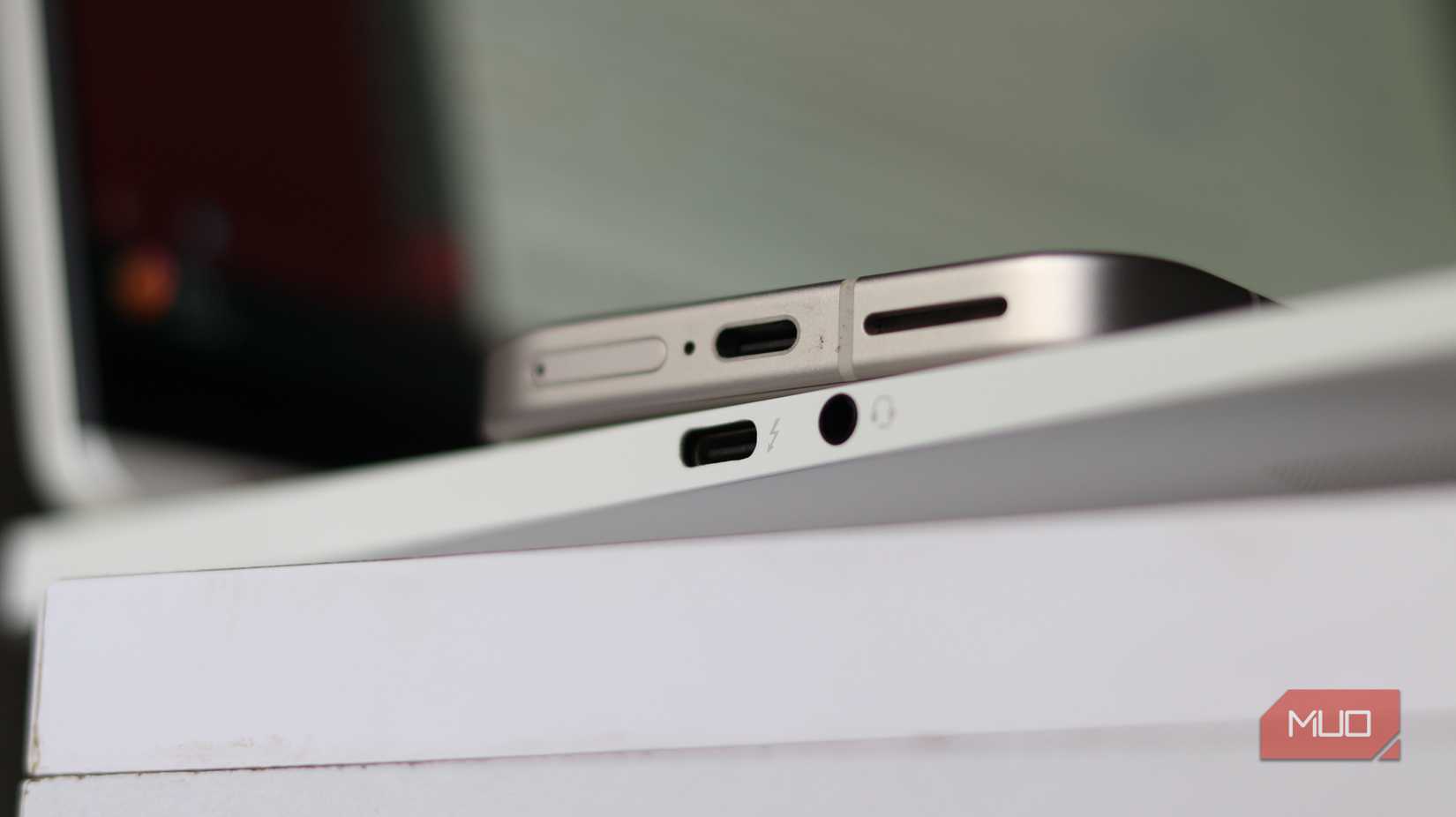 USB-C Port on a laptop and phone.
