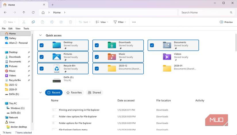 Using checkboxes in File Explorer