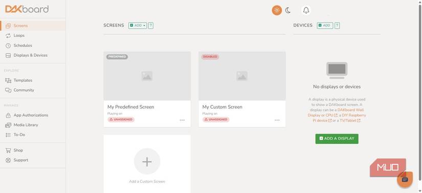 Using Dakboard to show several ambient displays