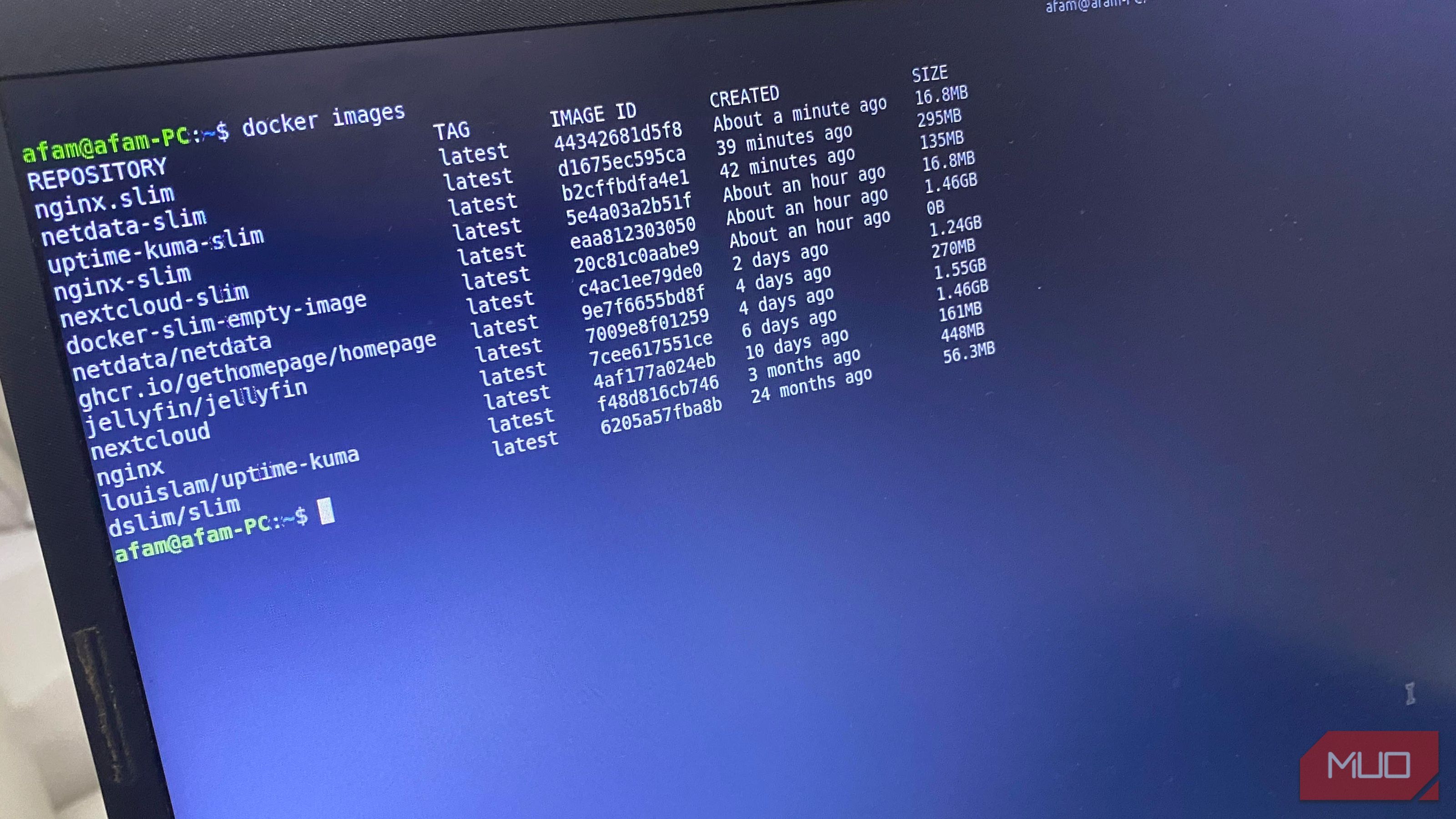 Viewing Docker container sizes