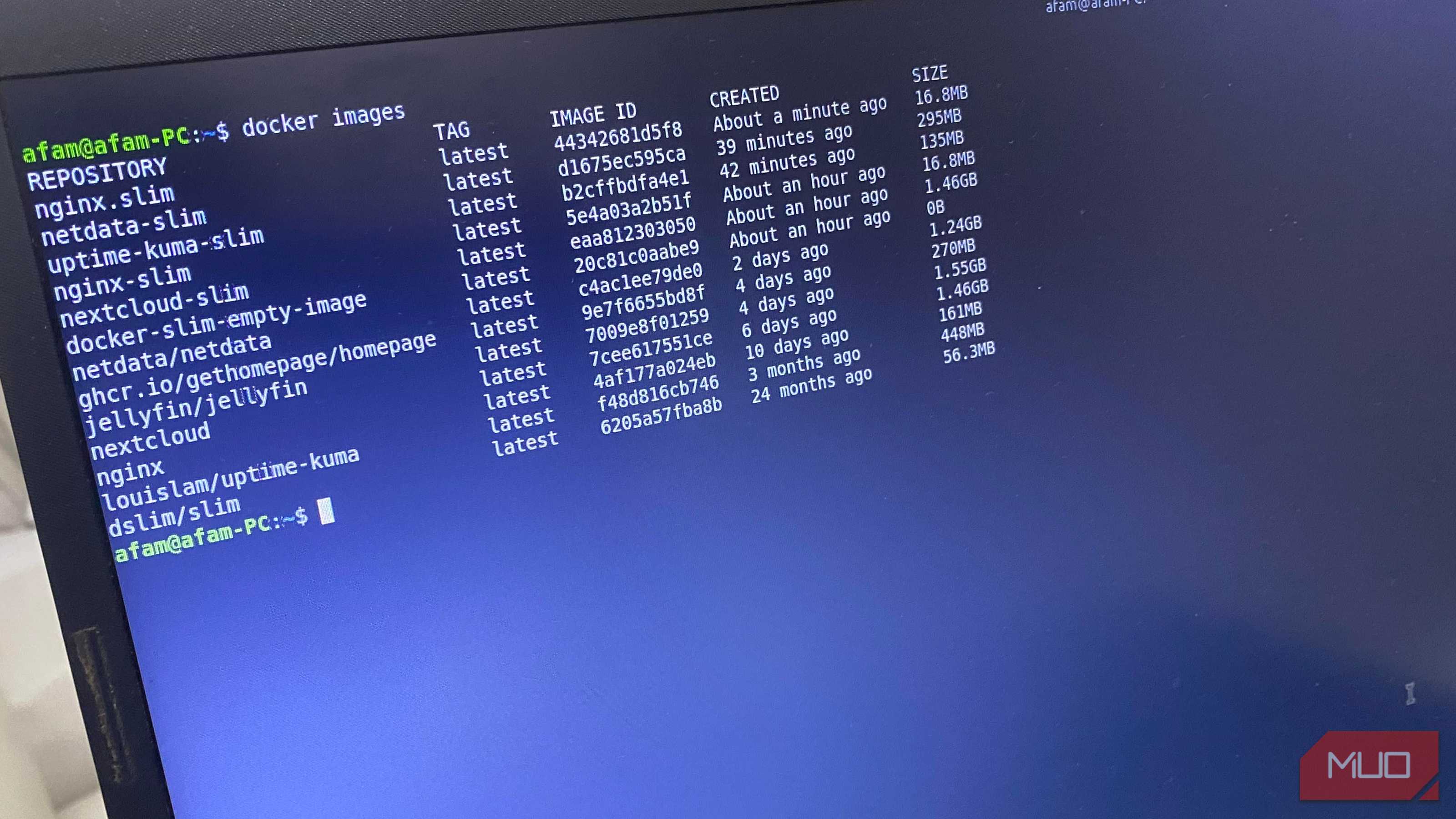 Viewing Docker container sizes