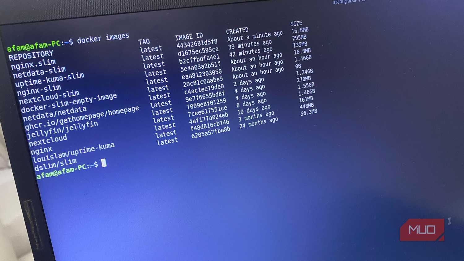 Viewing Docker container sizes