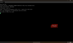WezTerm debug overlay displaying the current build version, Lua environment, and OpenGL graphics backend details.