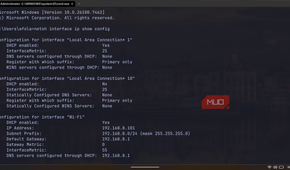 WezTerm displaying network interface IP configurations using the netsh command.