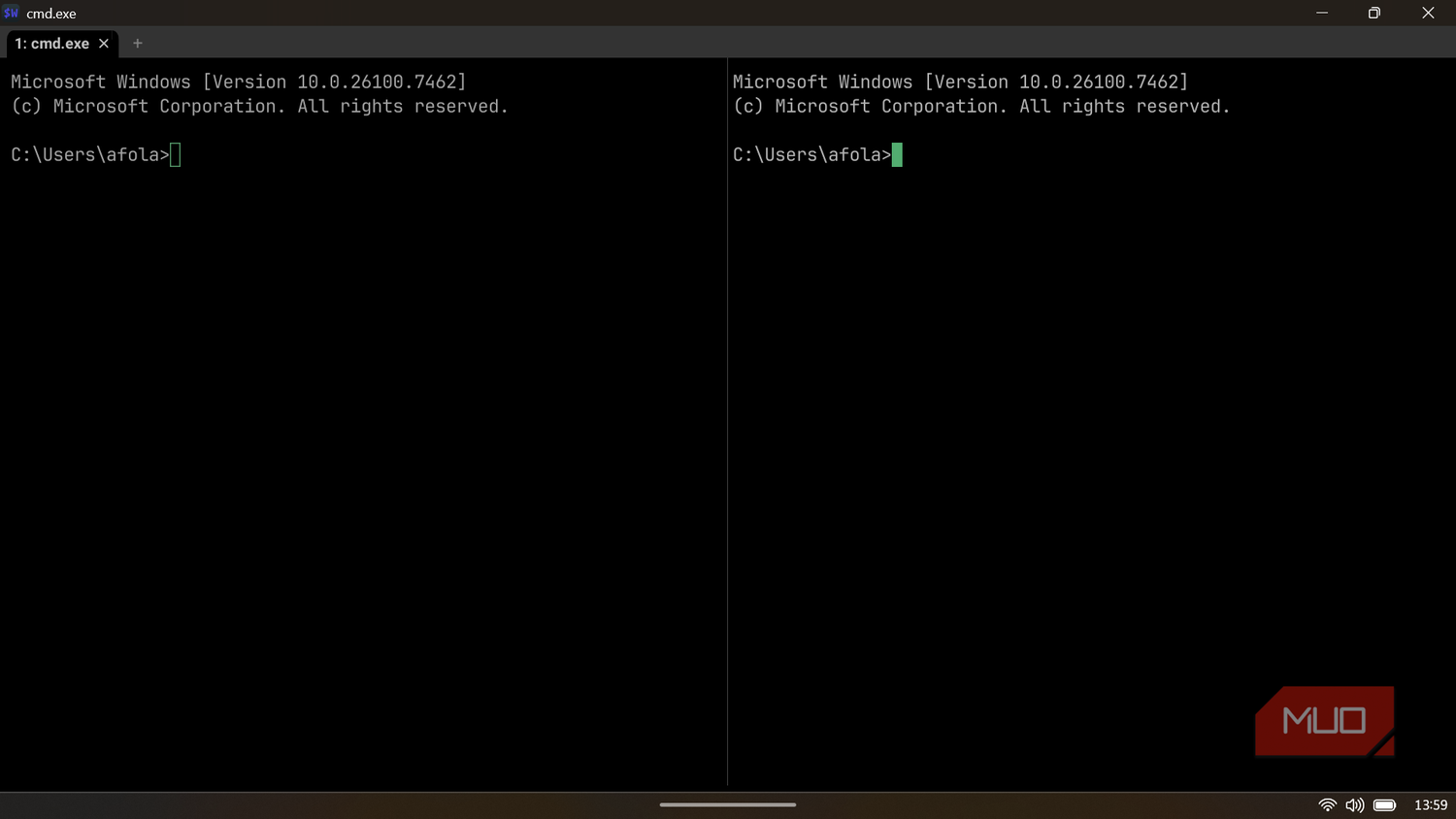 WezTerm interface demonstrating a vertical split-pane layout.