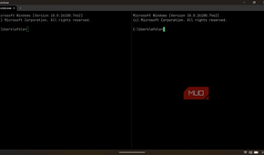WezTerm interface demonstrating a vertical split-pane layout.