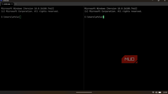 WezTerm interface demonstrating a vertical split-pane layout.