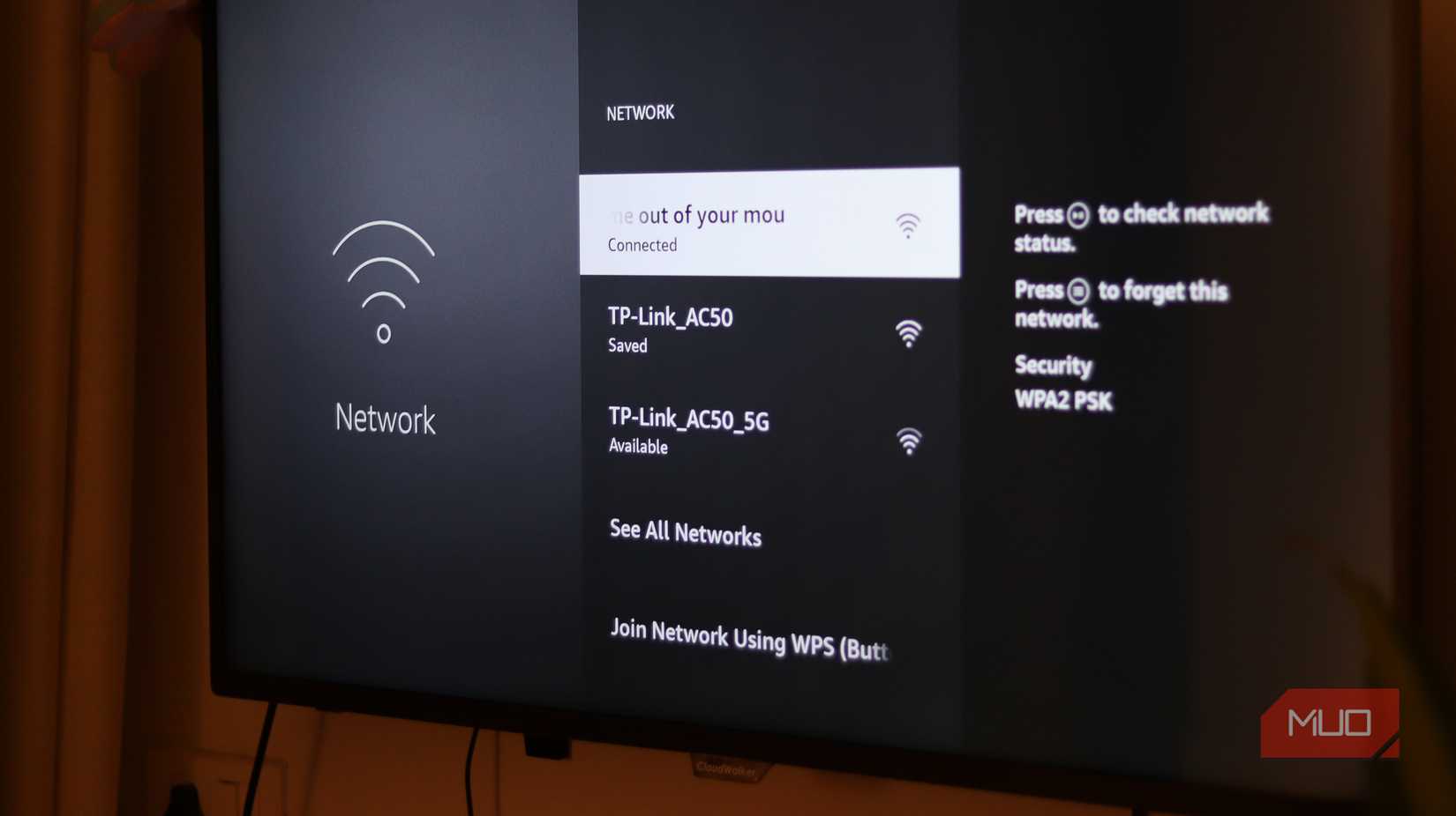 Wifi settings on smart tv.