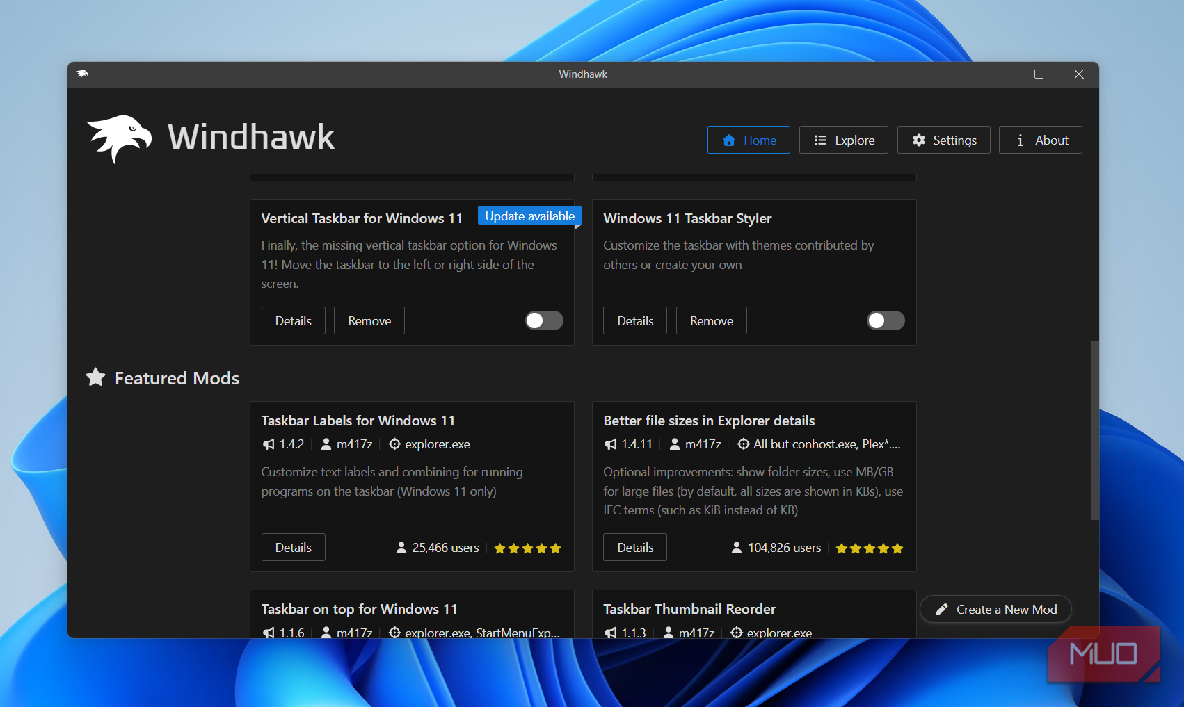 Windhawk tool on Windows 11