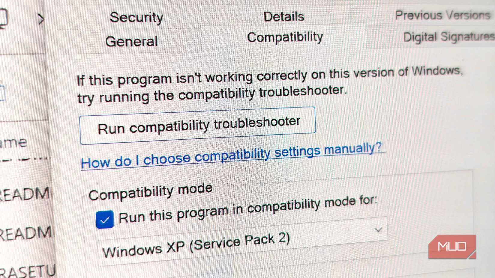 windows 11 compatibility mode properties menu.