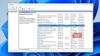 Windows Defender Firewall service on desktop