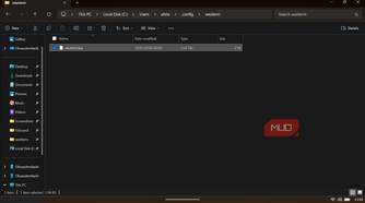 Windows File Explorer showing the wezterm.lua configuration file.
