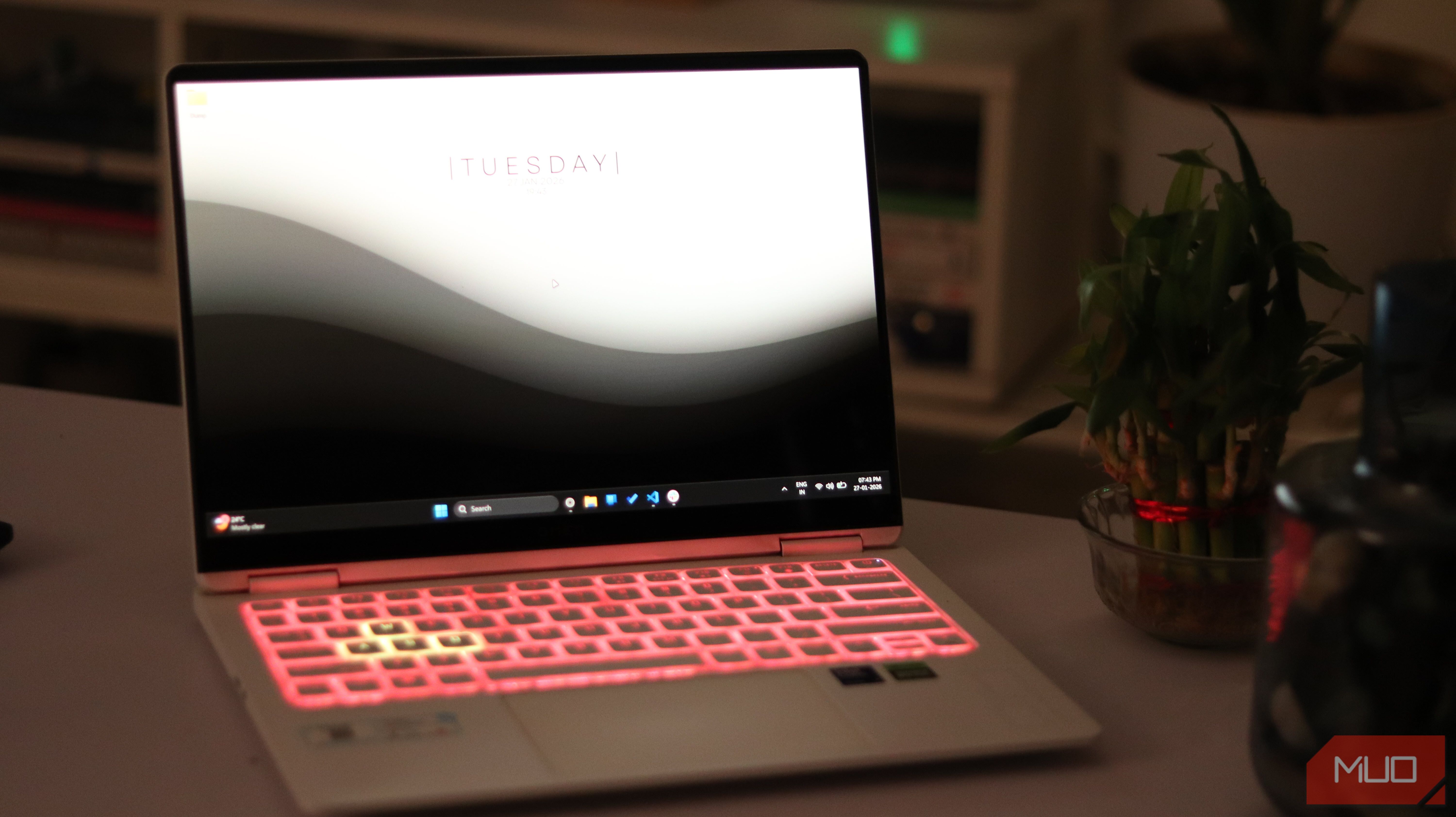 Windows laptop kept on a coffee table.