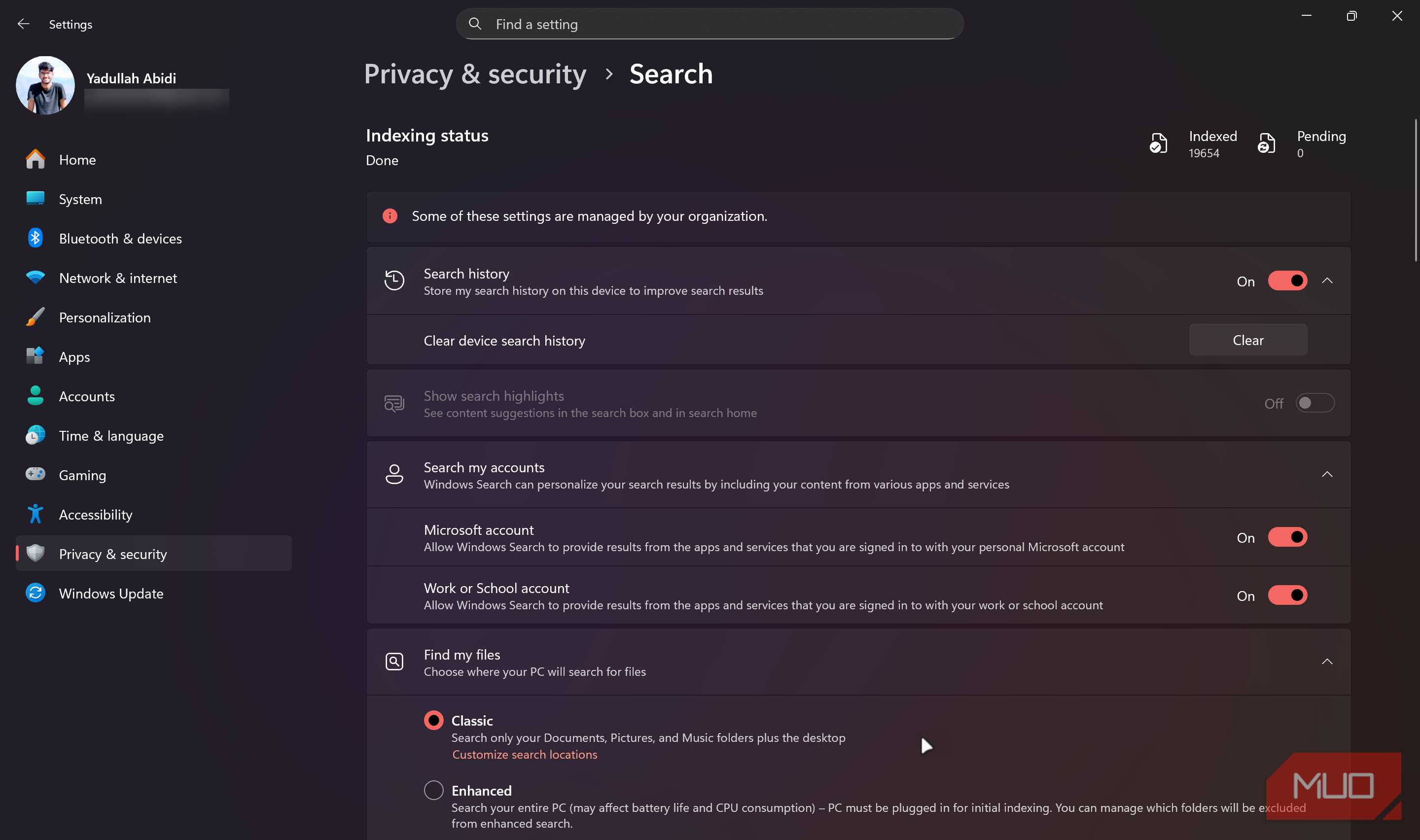 Open Window Search Setting I stopped Windows from searching the web and my Start menu is instant now
