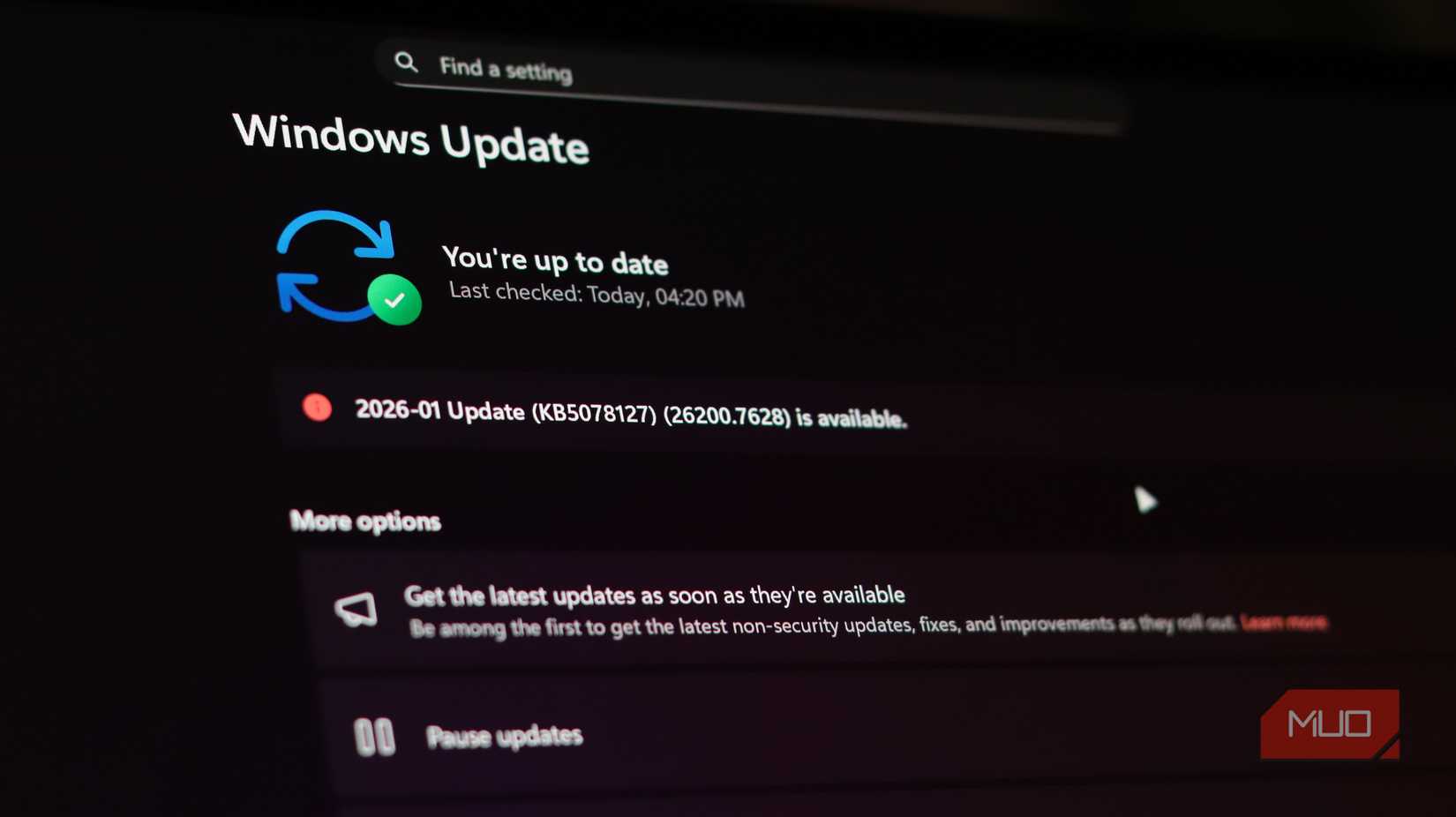 নিরাপত্তা আপডেট সহ উইন্ডোজ আপডেট মুলতুবি আছে
