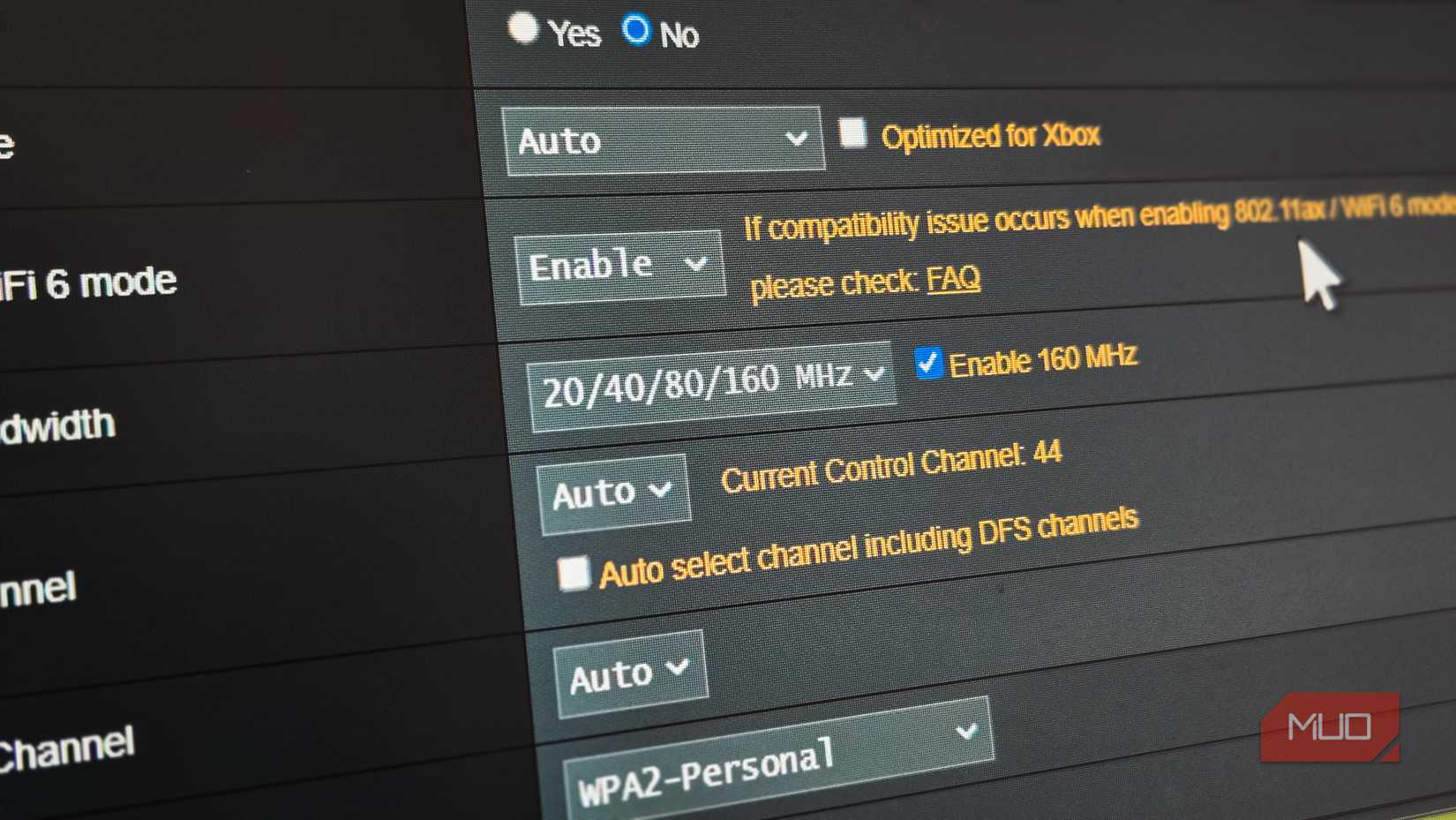 160Mhz channel enabled on a Asus Router