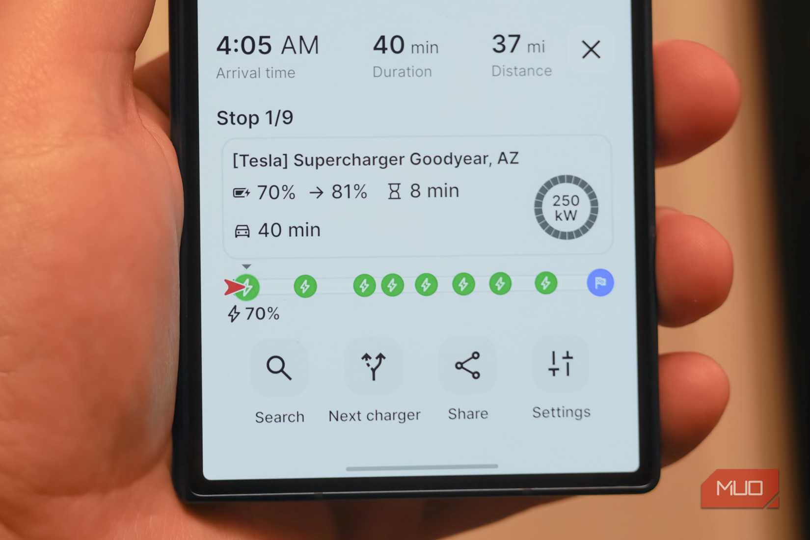 Navegación paso a paso en la aplicación A Better Routeplanner.