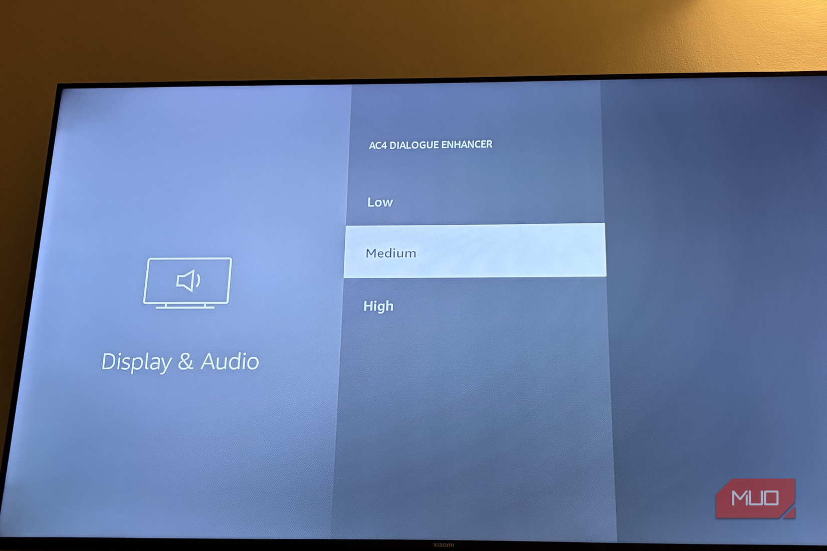 AC4 dialogue enhancer settings available on Fire TV