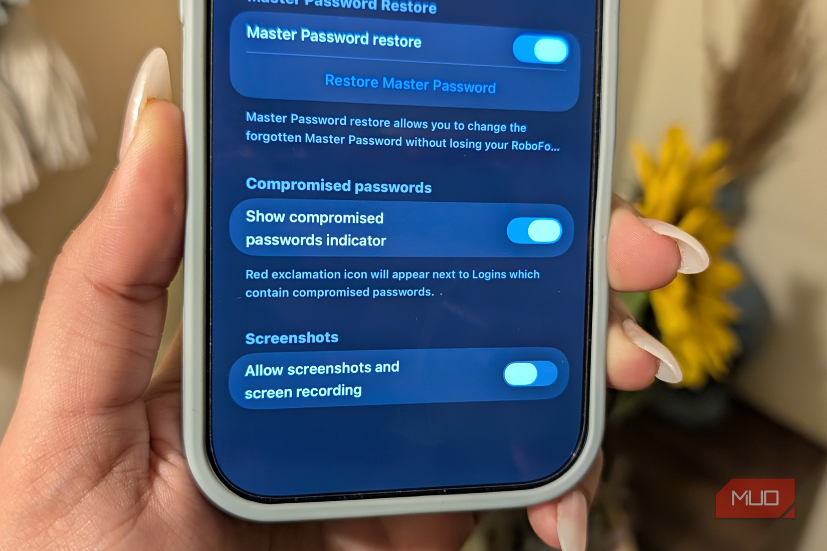 RoboForm-এ স্ক্রিনশট এবং স্ক্রিন রেকর্ডিং অক্ষম করার অনুমতি দিন