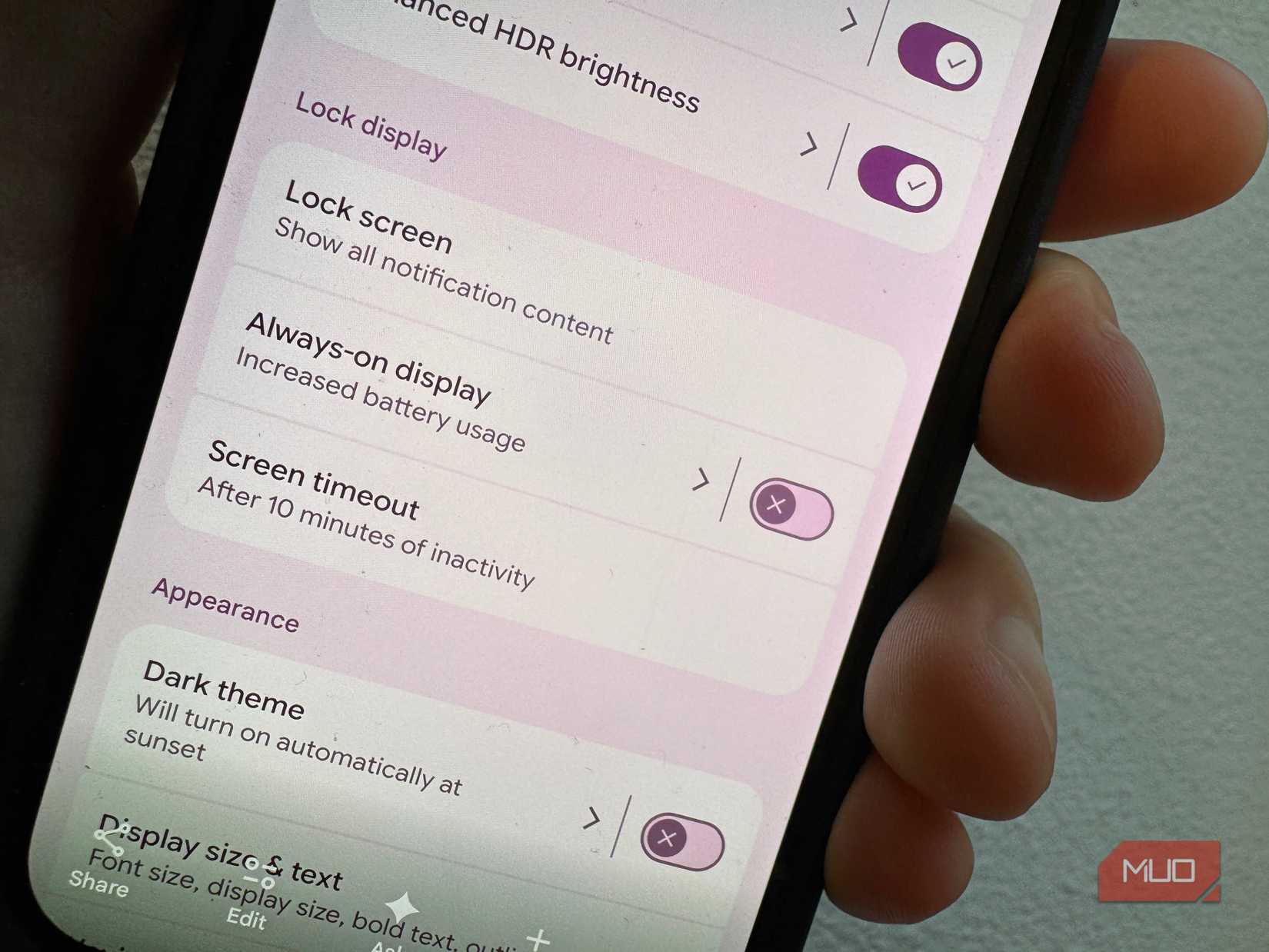 Pantalla siempre encendida en Configuración en Pixel 9
