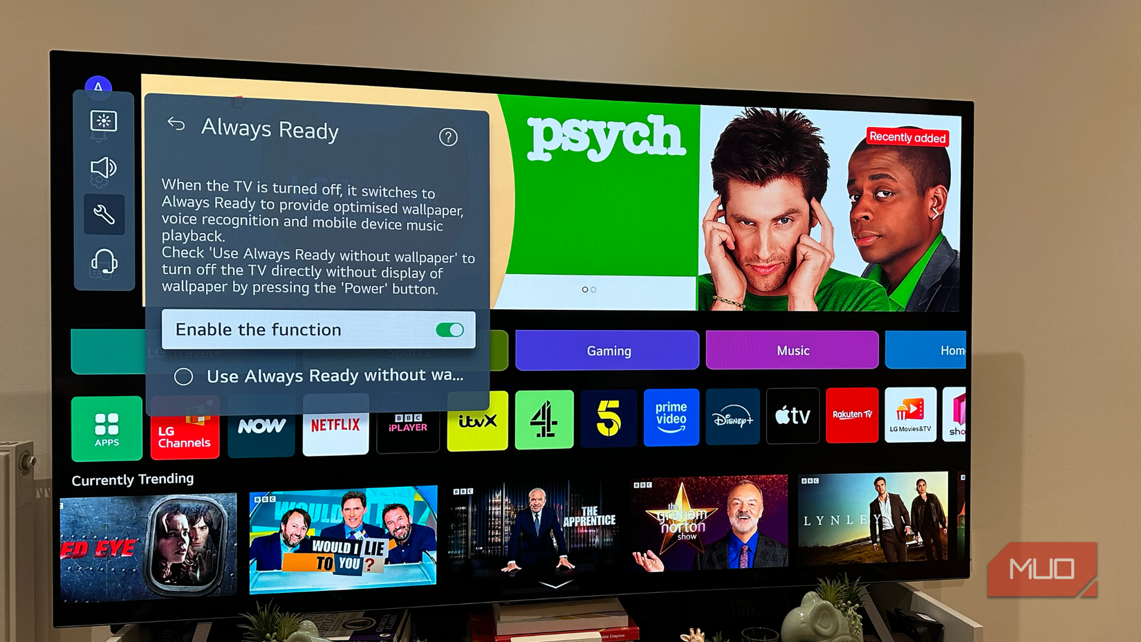 Always Ready feature on LG OLED TV