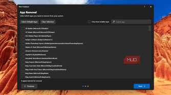App removal in Win11Debloat showing zero apps selected.-1