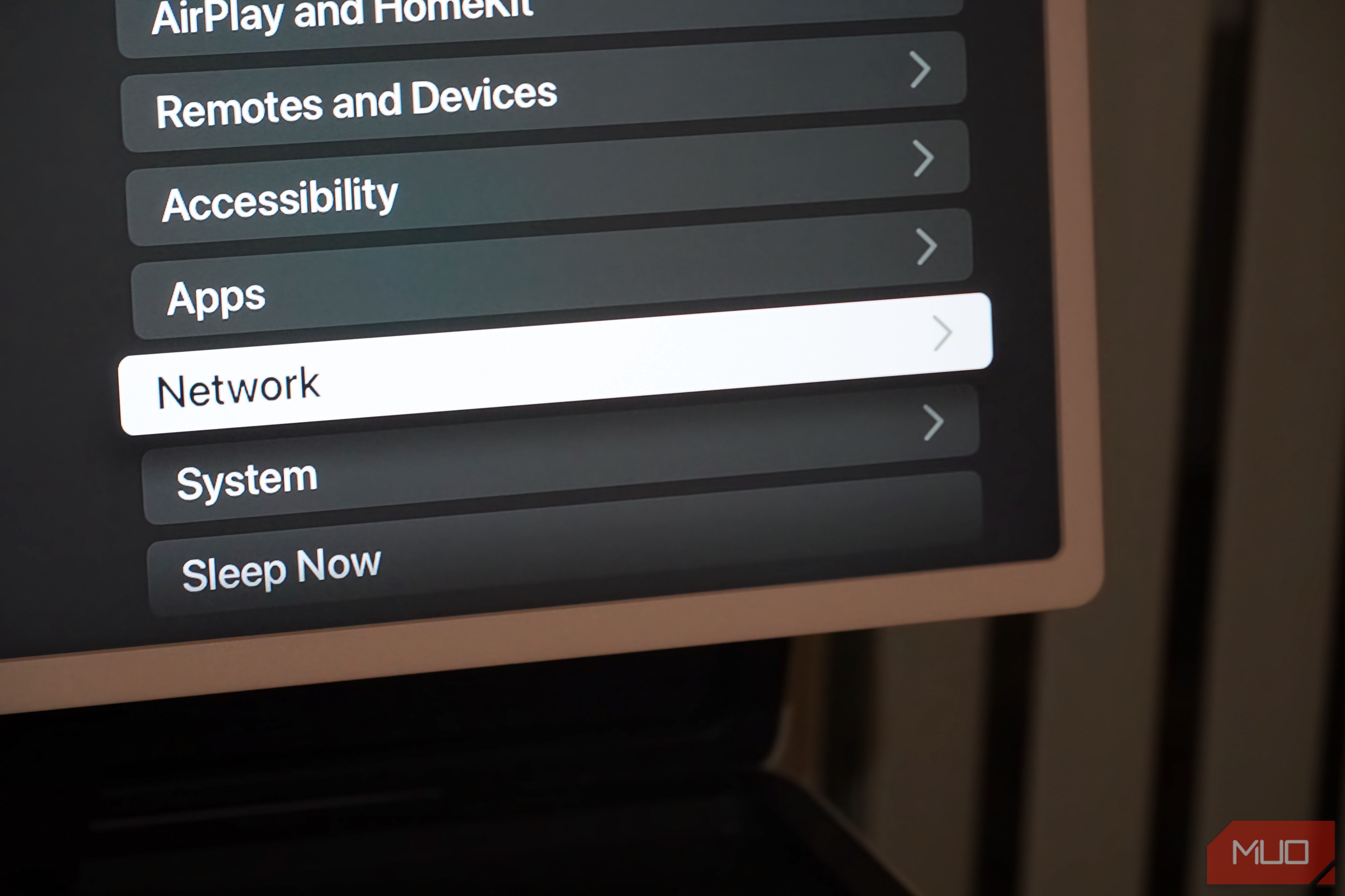 The network settings for an Apple TV.