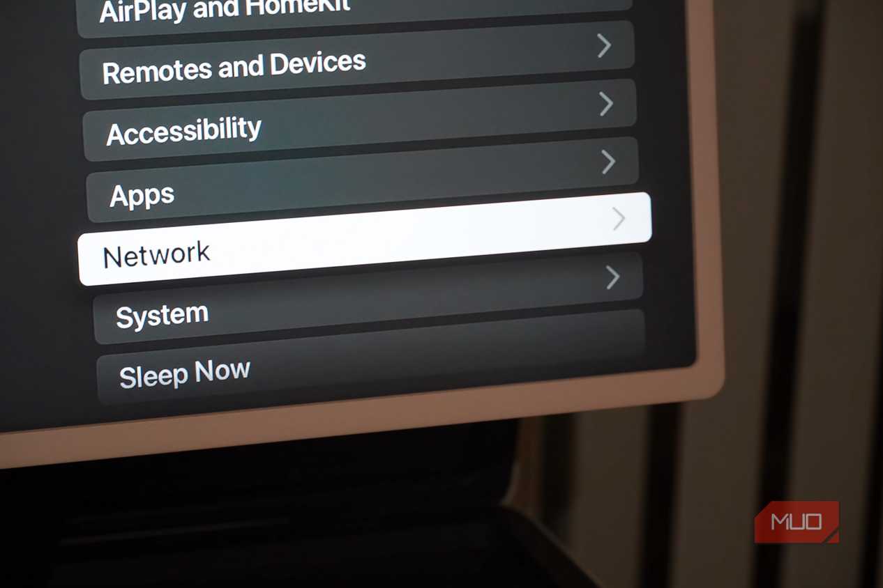 The network settings for an Apple TV.