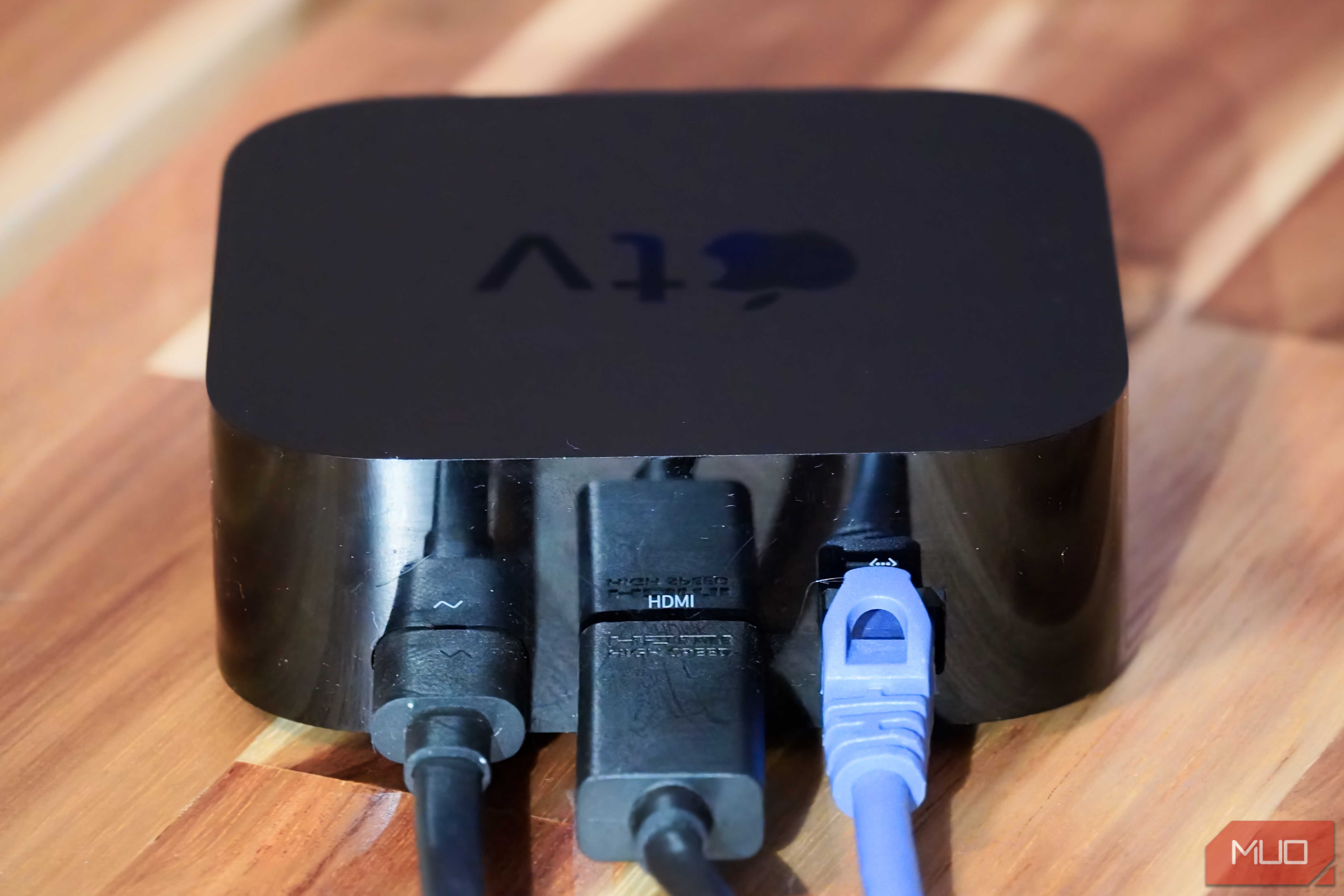 Ports on the back of the Apple TV.