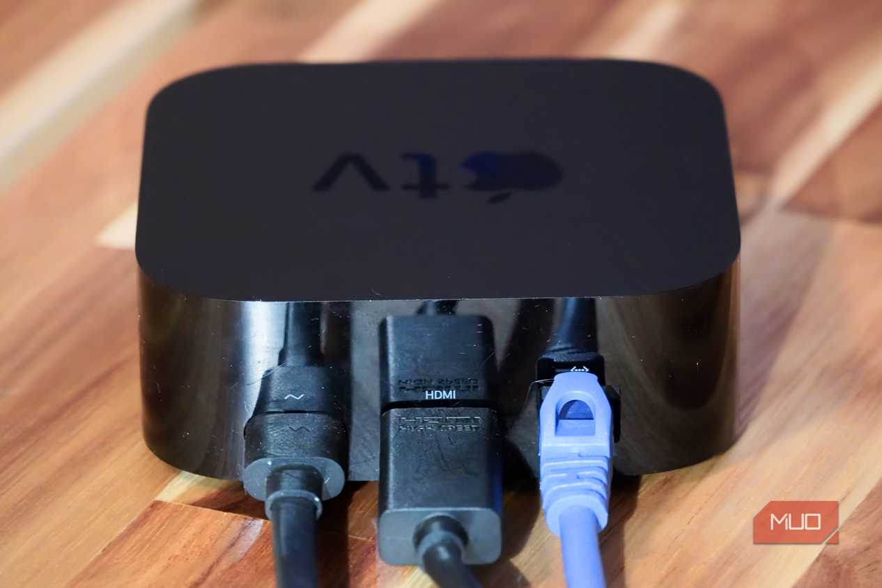 Ports on the back of the Apple TV.