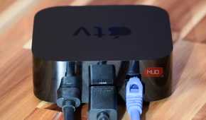 Ports on the back of the Apple TV.