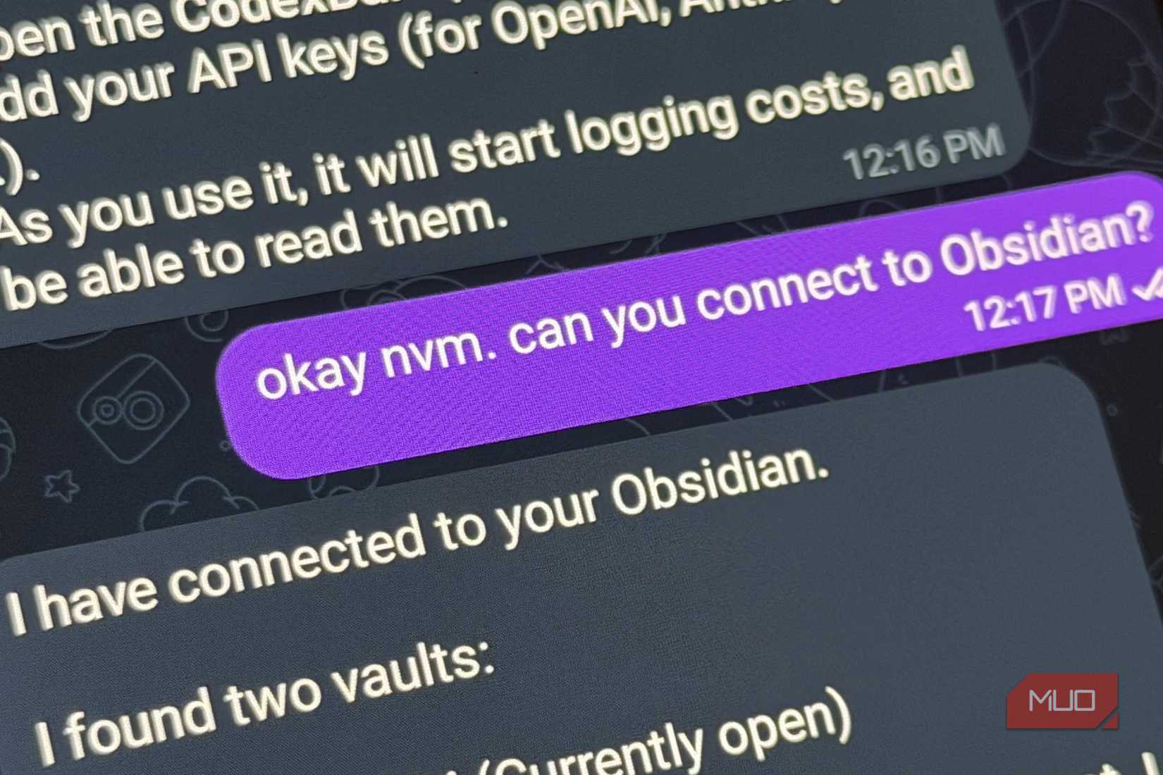 Asking OpenClaw to connect to Obsidian