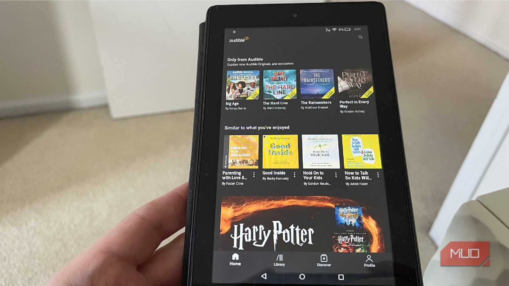 La aplicación Audible en un Kindle