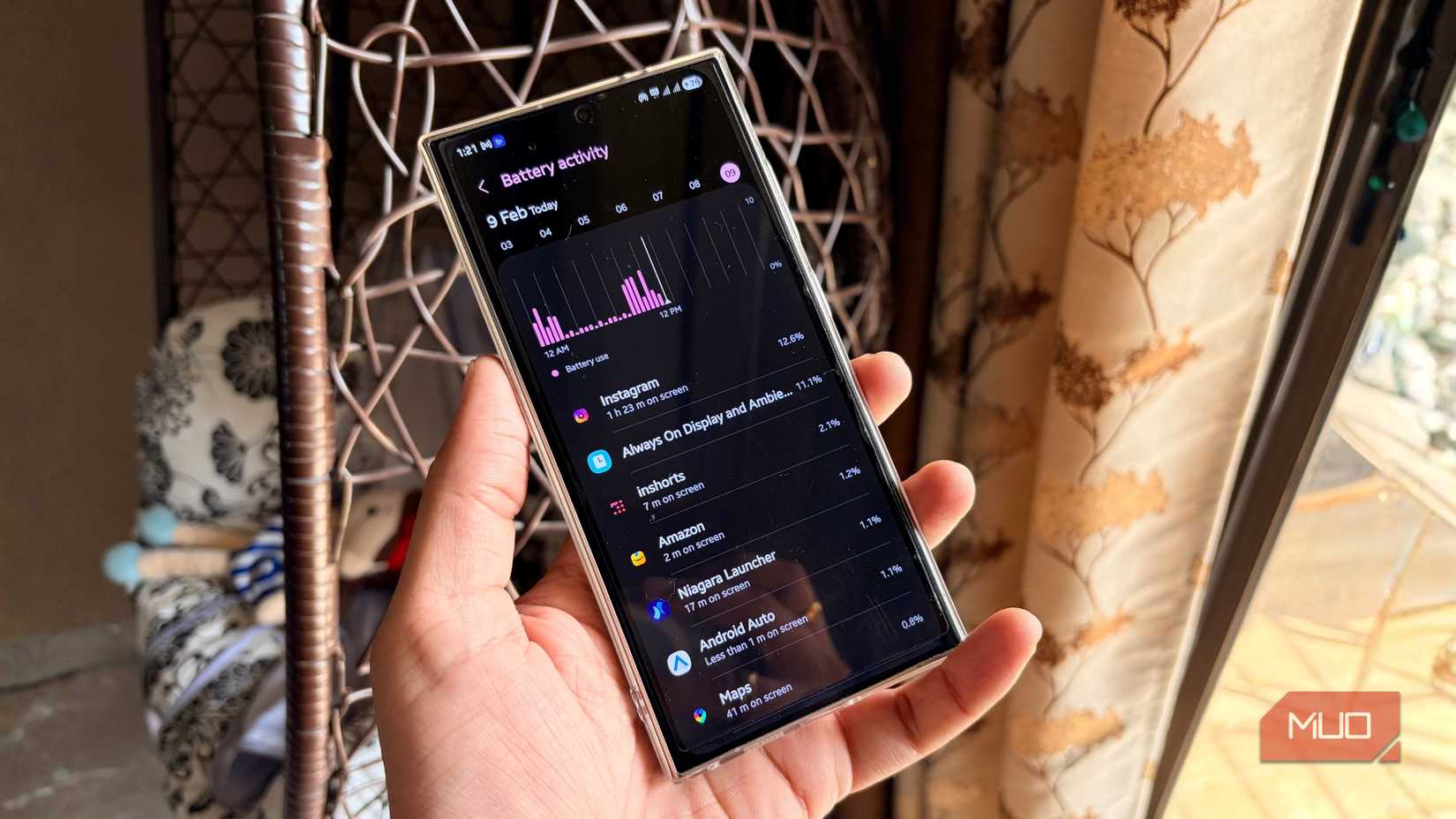 Samsung Galaxy S24 Ultra showing battery activity
