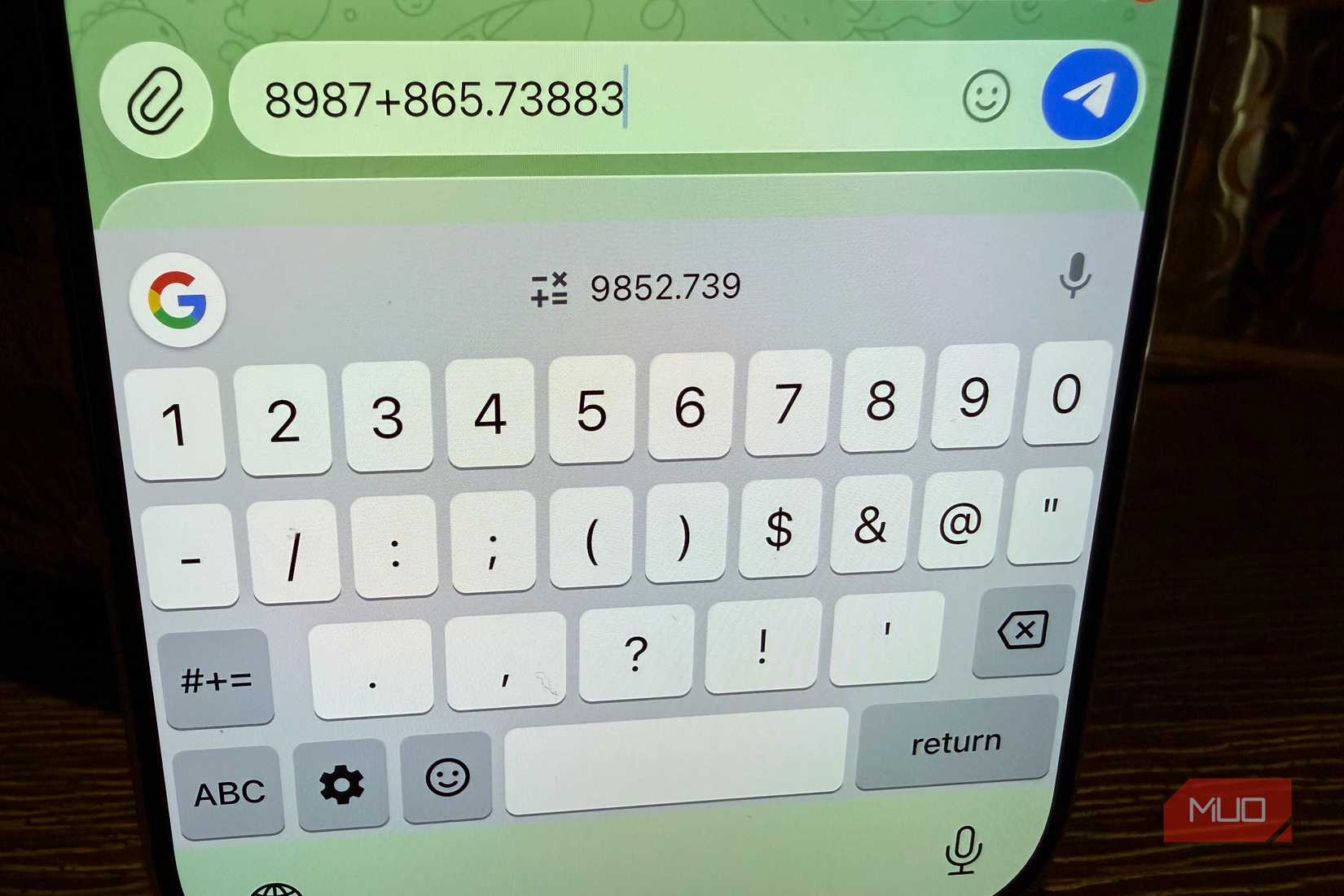 Calculator in Gboard on iOS