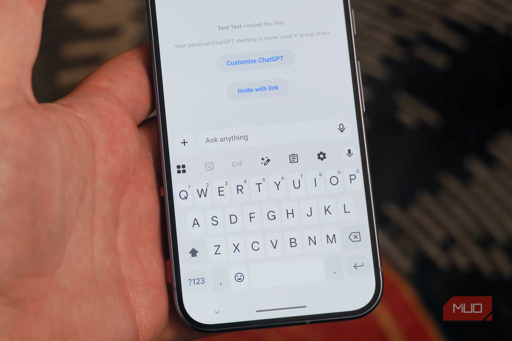 The ChatGPT app for Android open to a new group chat conversation.