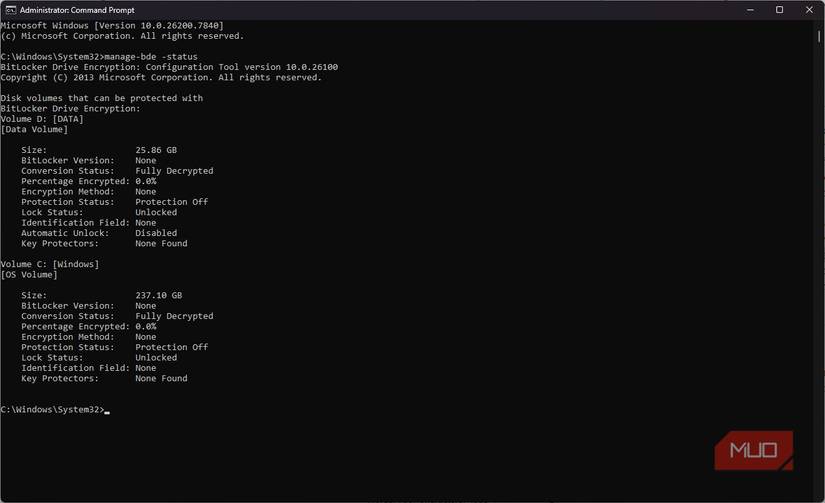 Checking Wndows encryption status
